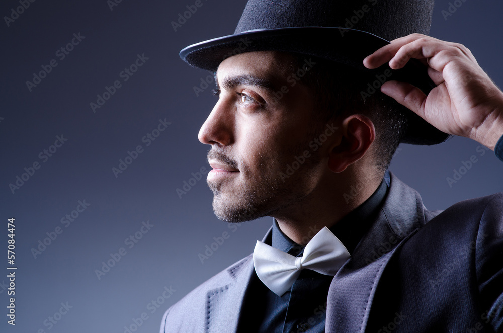 Businessman in old style hat Businessman in old style hat