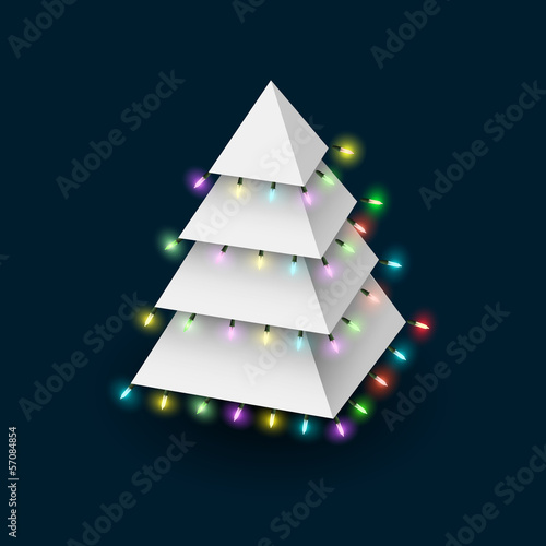 Christmas tree formed pyramide with luminous garland
