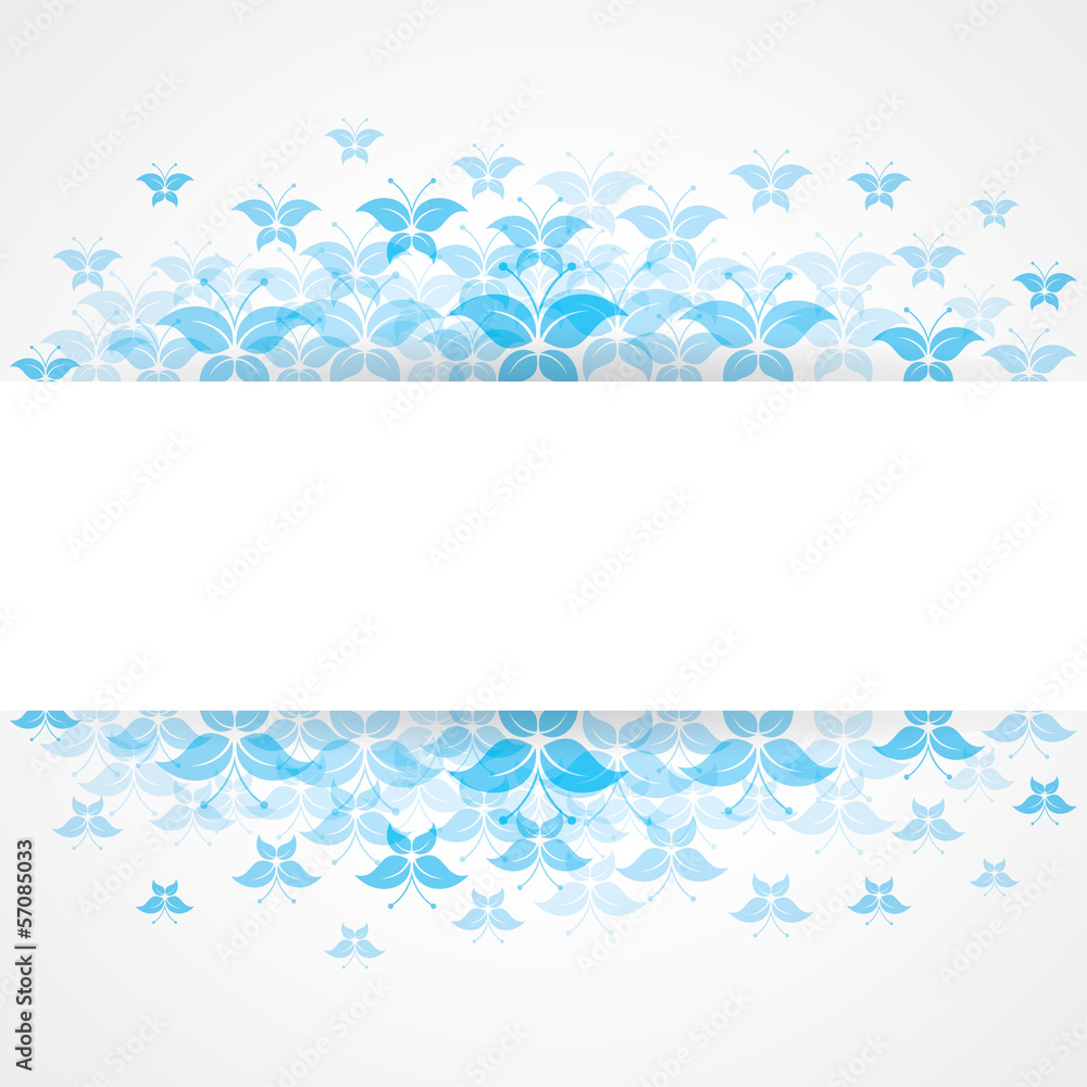 Abstract blue  butterfly design with copy-space