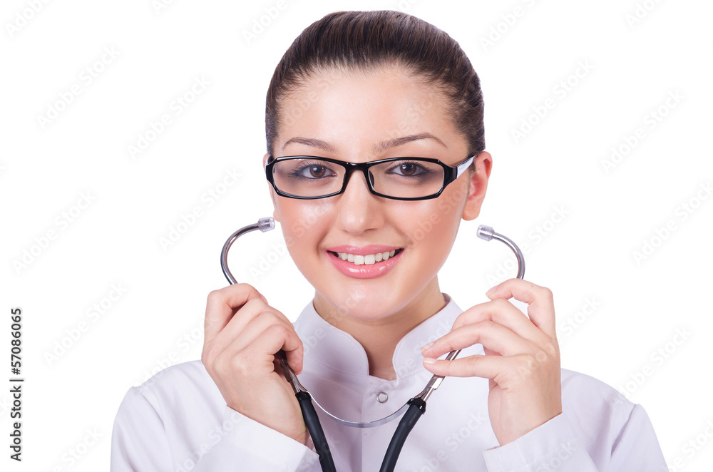 Woman doctor isolated on white Woman doctor isolated on white