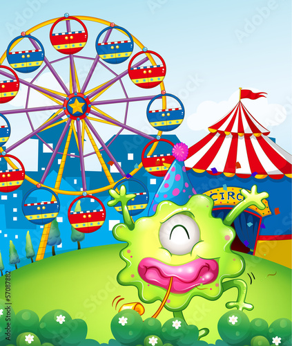 A carnival at the hilltop at the back of the green monster