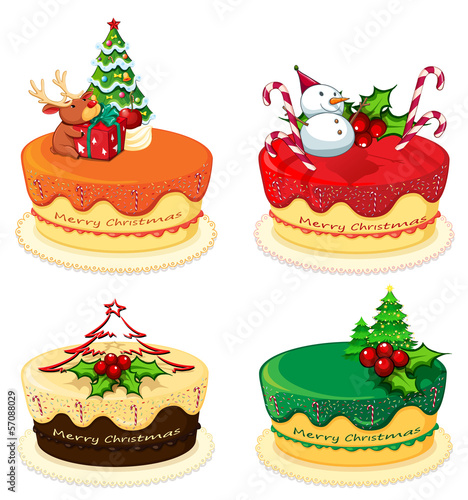 Four cake designs for christmas