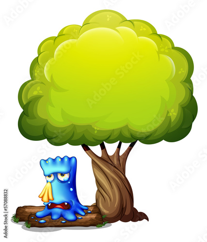 A monster crying under the tree