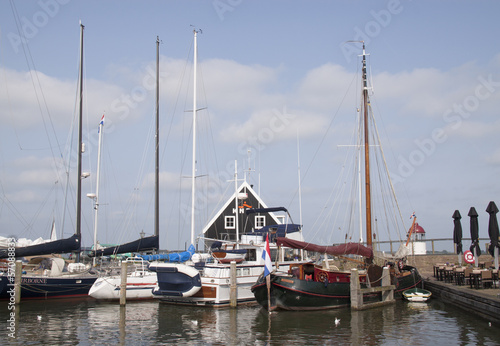 Sailing ships in the harbour of Marken