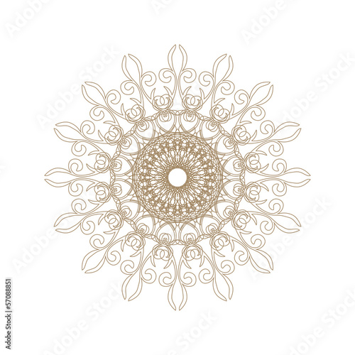 Decorative gold frame with vintage round patterns on white...