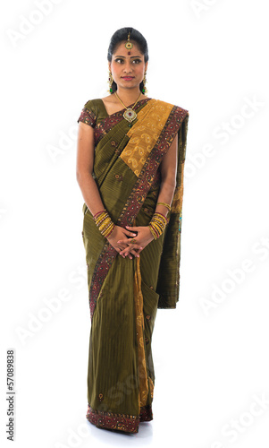 traditional indian female with white background full length