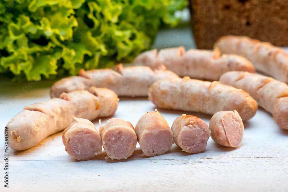 sliced grilled sausages sliced grilled sausages