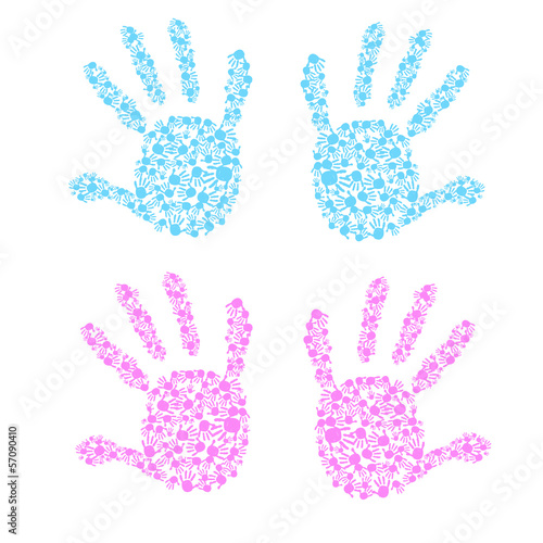 Baby handprint kids hands vector