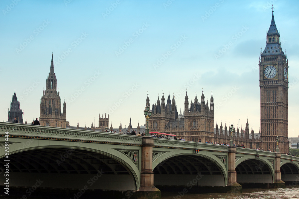 Famous and Beautiful view to Big Ben and Houses of Parliament wi