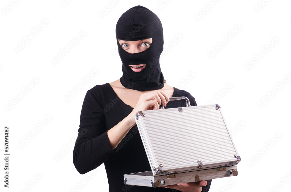 Industrial espionage concept with person in balaclava Industrial espionage concept with person in balaclava