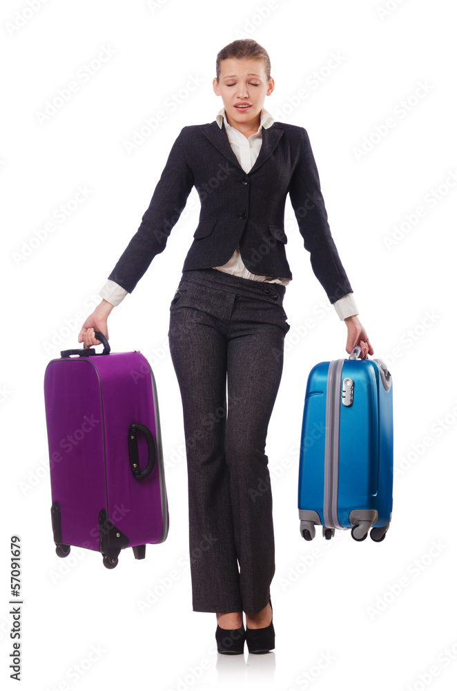 Businesswoman travelling isolated on white Businesswoman travelling isolated on white