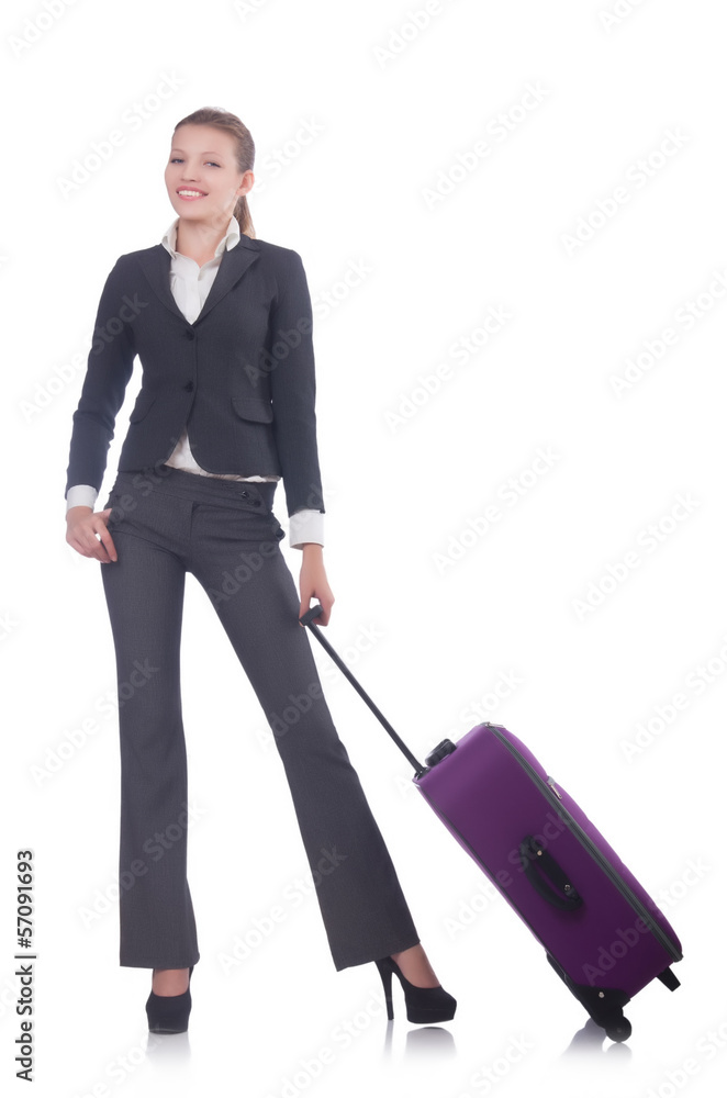 Businesswoman travelling isolated on white Businesswoman travelling isolated on white