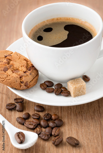 Cup of coffee, brown sugar and cookie #57091671