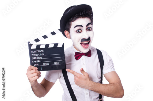 Bild auf Leinwand Man with movie clapper isolated on white