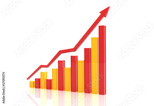 Business graph with growth arrow