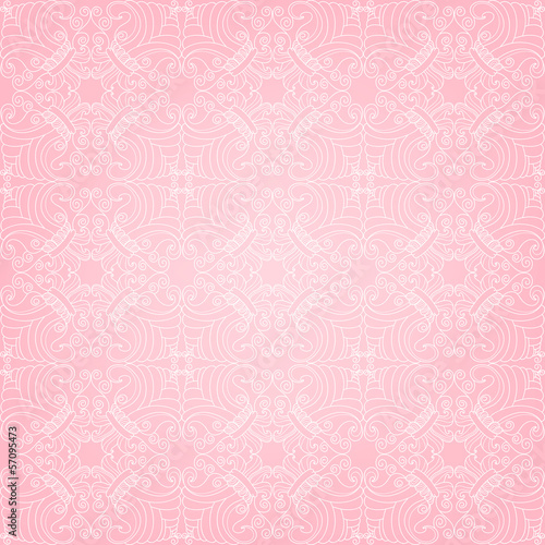 Cute pink seamless pattern with fancy lace flowers