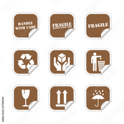 Brown fragile stickers