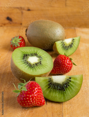 Kiwi fruit and strawberries