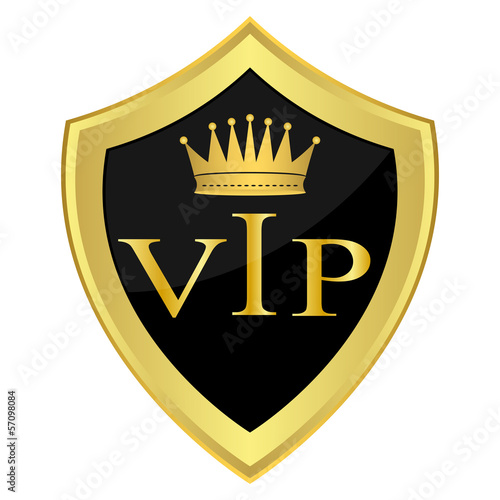 Black shield with the inscription'' VIP''