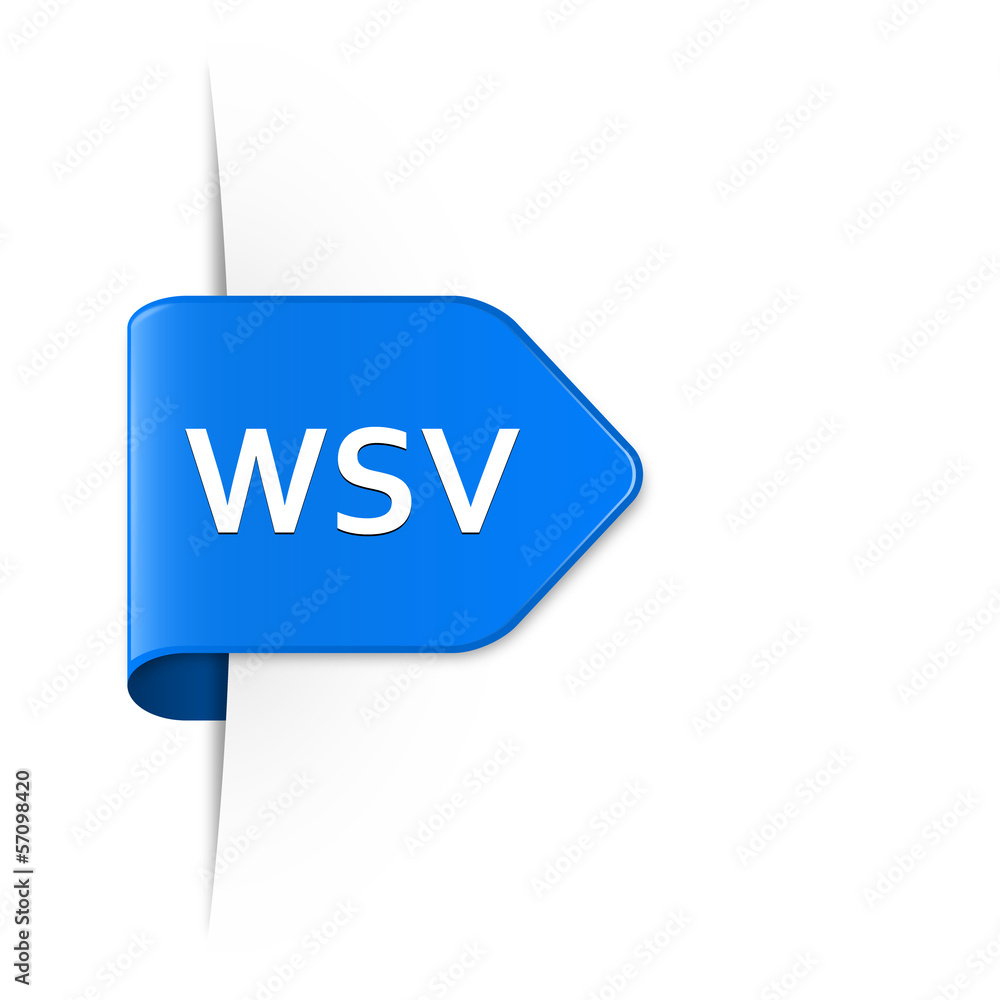 Winterschlussverkauf, WSV – Blauer Sticker Pfeil mit Schatten Winterschlussverkauf, WSV – Blauer Sticker Pfeil mit Schatten