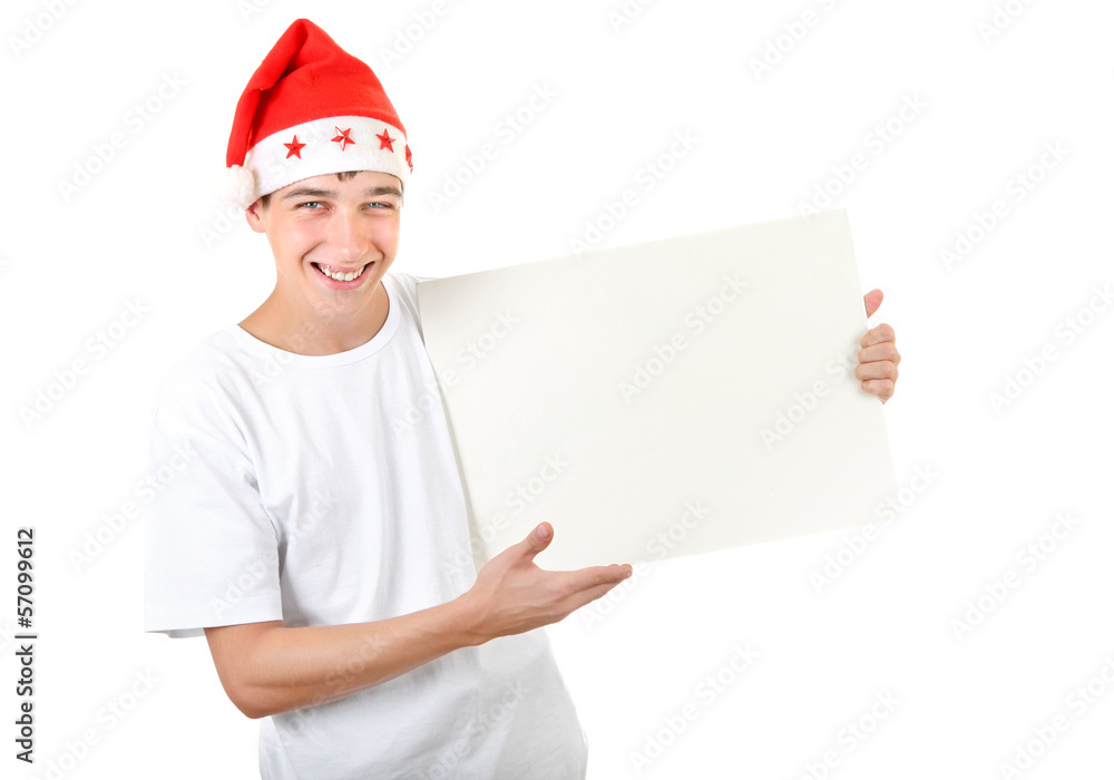 Cheerful Teenager with White Board Cheerful Teenager with White Board