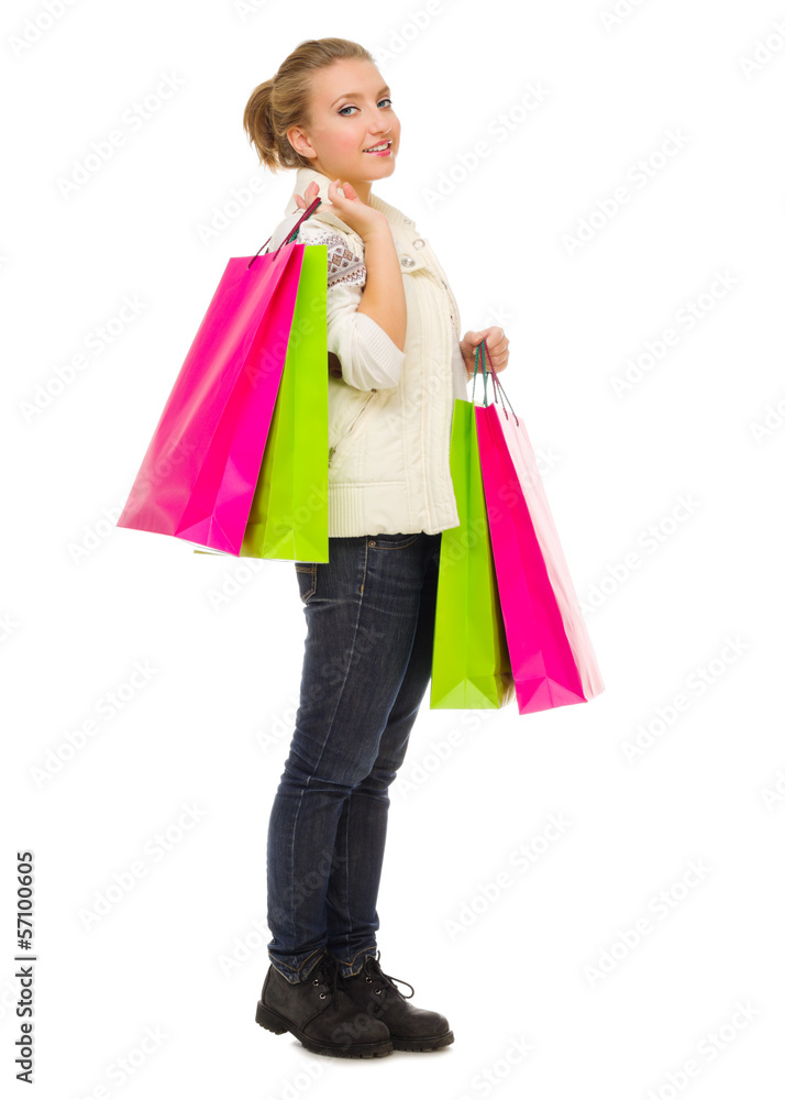 Young girl with bags