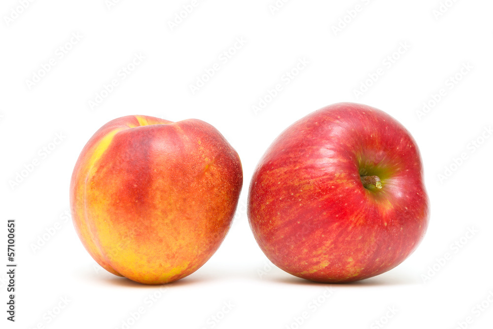 apple and nectarine isolated on white background apple and nectarine isolated on white background