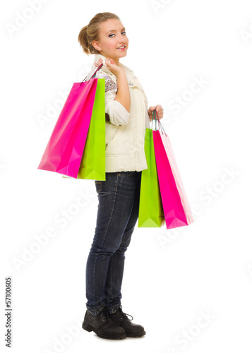 Young girl with bags