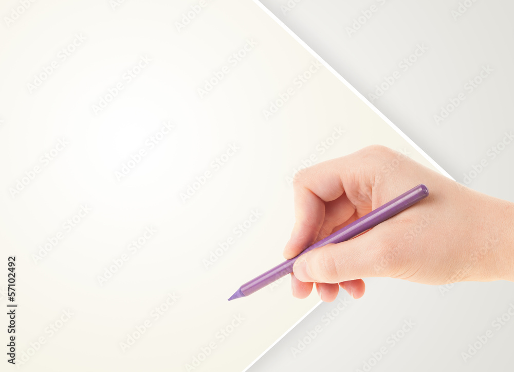Human hand drawing with pencil on empty paper template Human hand drawing with pencil on empty paper template