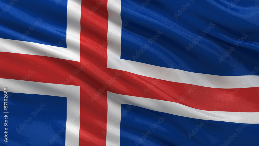 Fototapeta premium Flag of Iceland waving in the wind