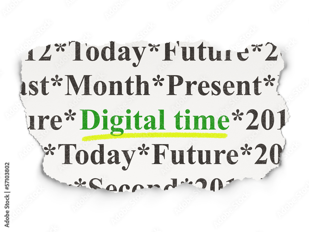 Timeline concept: Digital Time on Paper background