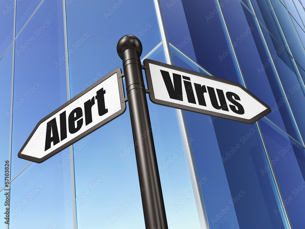 Safety concept: Virus Alert on Building background