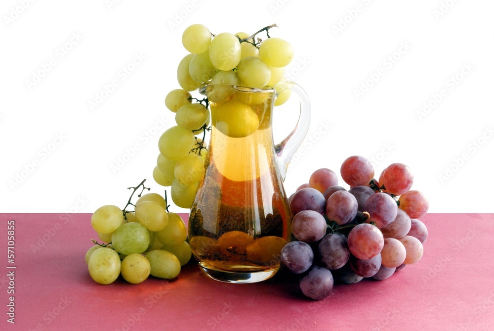 grapes and jug of wine