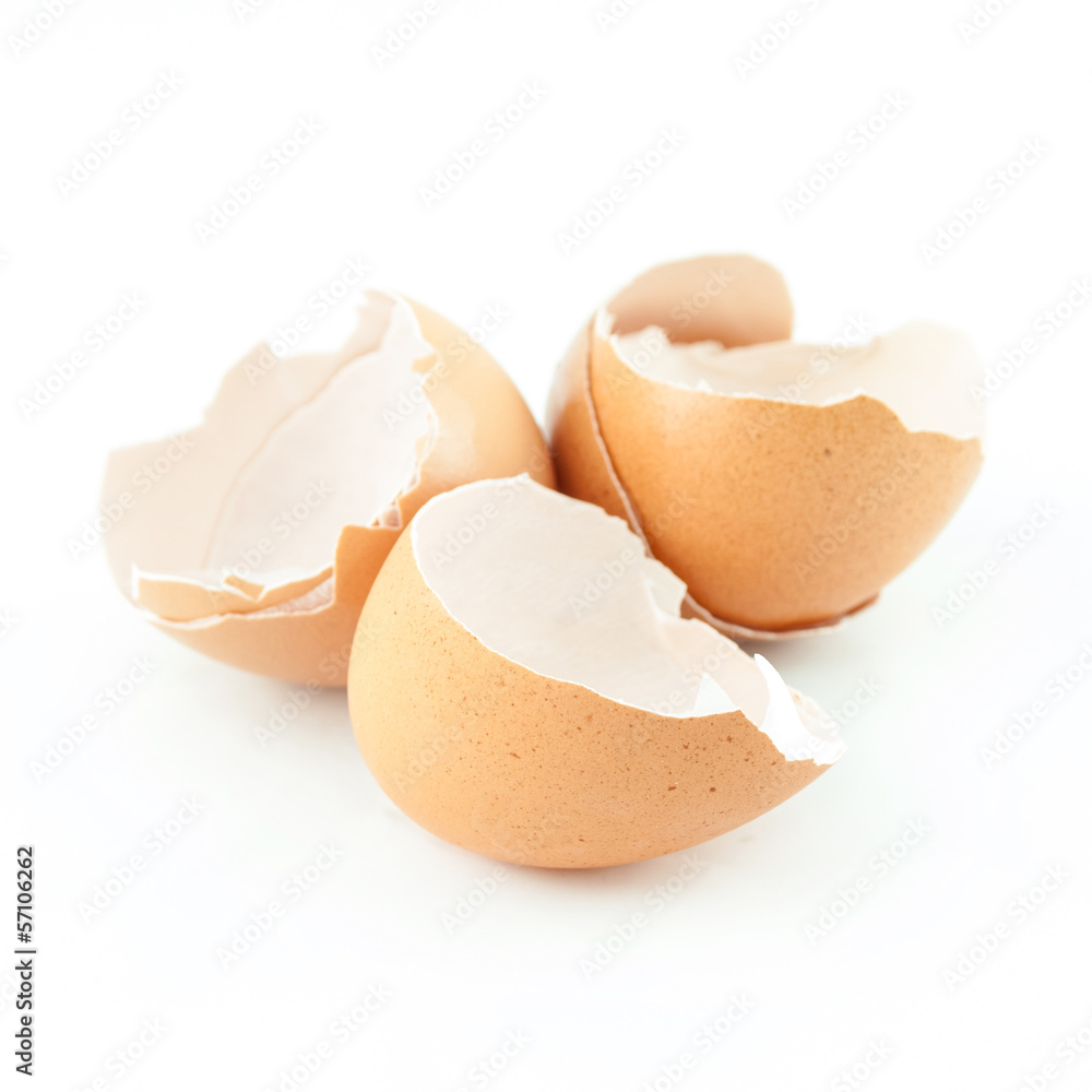 broken eggshell isolated on white background broken eggshell isolated on white background