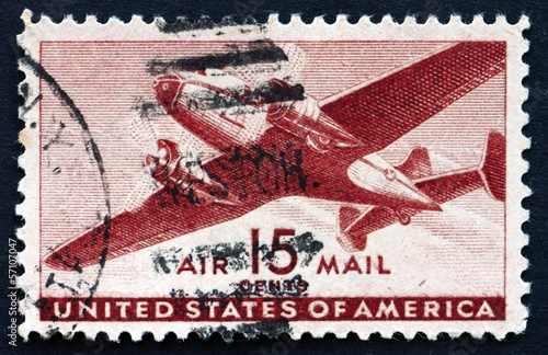 Postage stamp USA 1941 Twin-motored transport plane