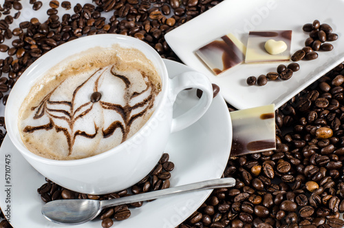 Latte Art: Cappuccino und Schokolade
