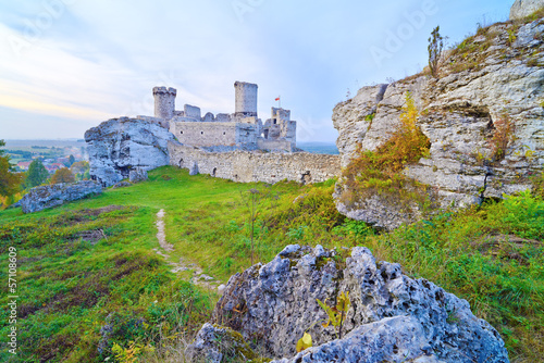 Old medieval castle on rocks. Ogrodzieniec  Poland.