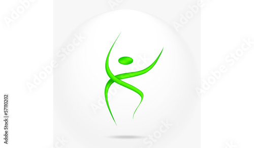 green dancing figure