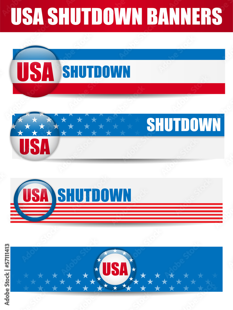 Government Shutdown USA Closed Banners. Government Shutdown USA Closed Banners.