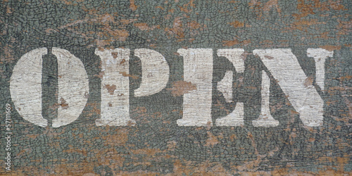 Vintage stencil open sign