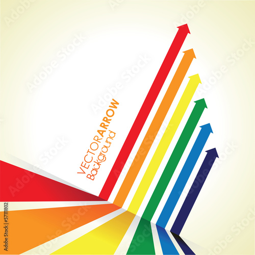 a rainbow coloured arrow line perspective background
