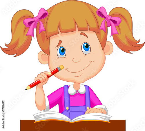 Little girl studying