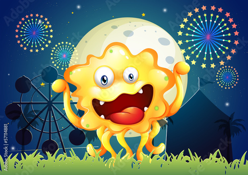 An orange monster at the carnival