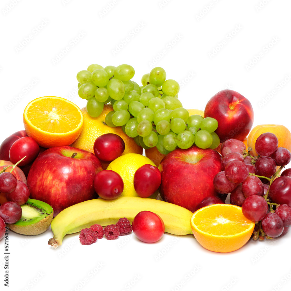 fresh fruits isolated on white