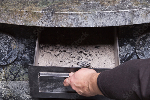 cleaning the fireplace
