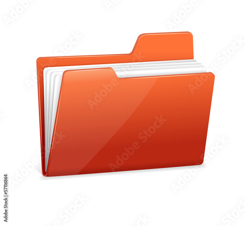 Red file folder with documents