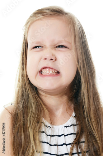 Billede på lærred The little girl with emotions on the face