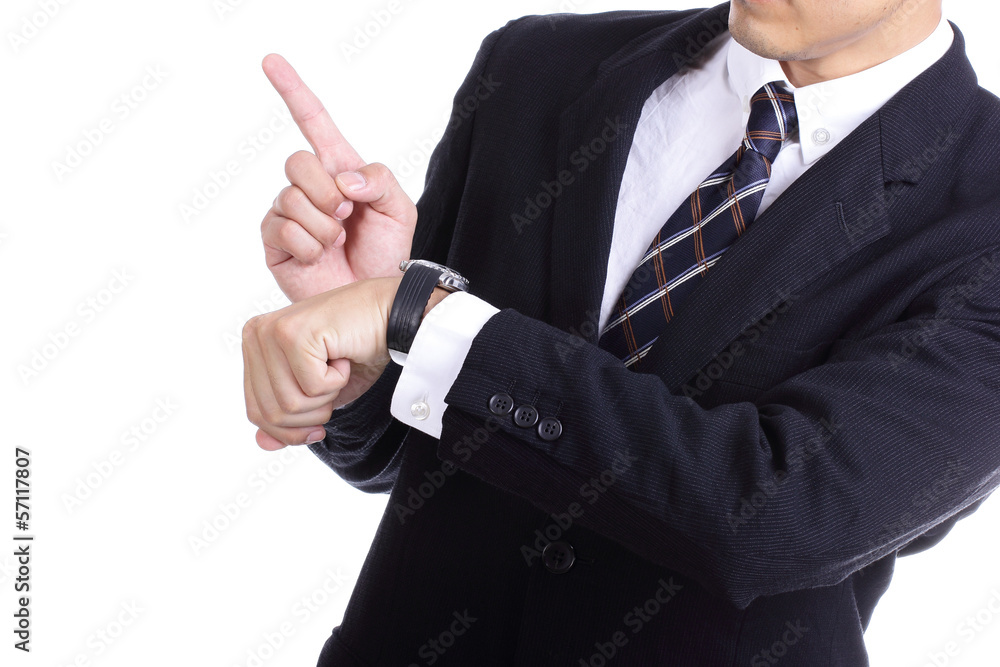 businessman watch and check time for complain something businessman watch and check time for complain something