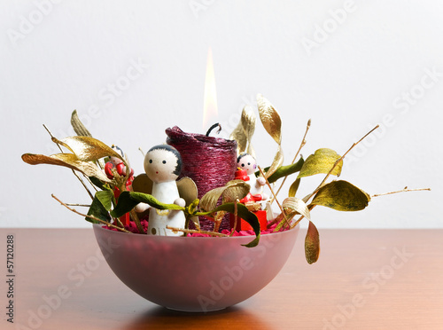 Christmas decoratice candelholder in bowl photo