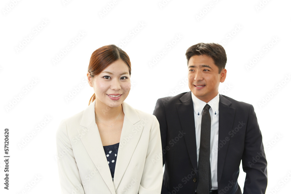 笑顔のOLとビジネスマン 笑顔のOLとビジネスマン